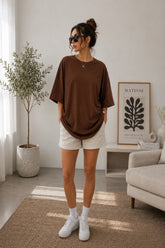Chocolate Brown Plain Women’s Summer T-Shirt