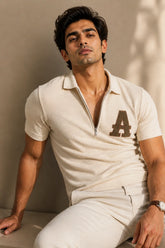 kapda kulture ecru cotton polo t shirt for men front view