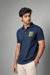 kapda kulture deep navy cotton polo t shirt for men front view