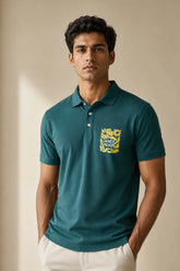 kapda kulture bottle green cotton polo t shirt for men front view