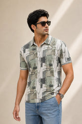 kapda kulture light sage cotton polo t shirt for men front view