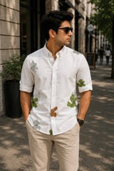 Classic White Plaid Half Sleeve Linen Cotton Shirt for Men | Premium Casual Shirt | Kapda Kulture
