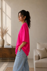 Dark Pink Plain Women’s Summer T-Shirt