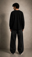 Midnight Black Oversized Full Sleeve T-Shirt