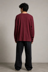 Wine Red Waffle Oversized Tee