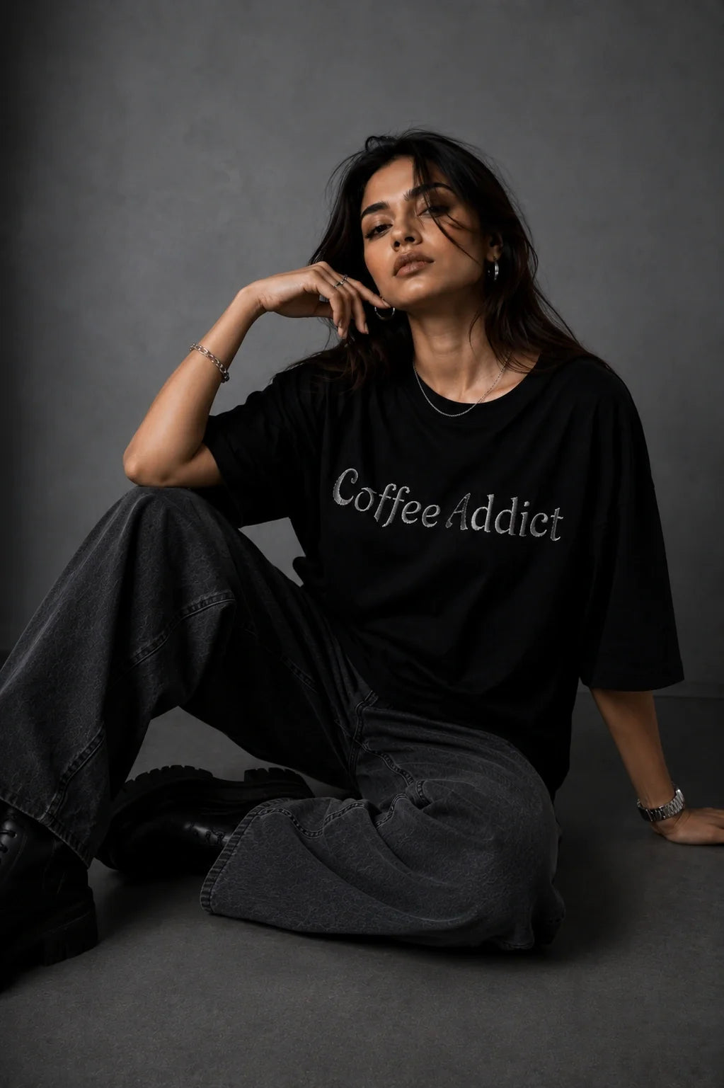 Coffee Addict Oversized T-Shirt For Women