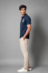 kapda kulture deep navy cotton polo t shirt for men side view