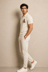 kapda kulture ecru cotton polo t shirt for men side angled view
