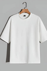 White Regular Fit Plan T-Shirt