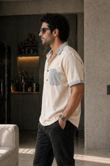 Sand Linen Contrast Pocket Shirt for Men | Premium Casual Shirt | Kapda Kulture