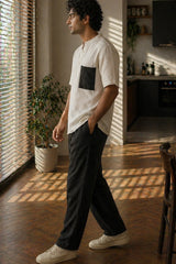 Ivory Linen Cotton Contrast Pocket Shirt for Men | Premium Casual Shirt | Kapda Kulture