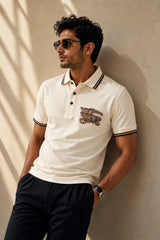 kapda kulture off white cotton polo t shirt for men front view