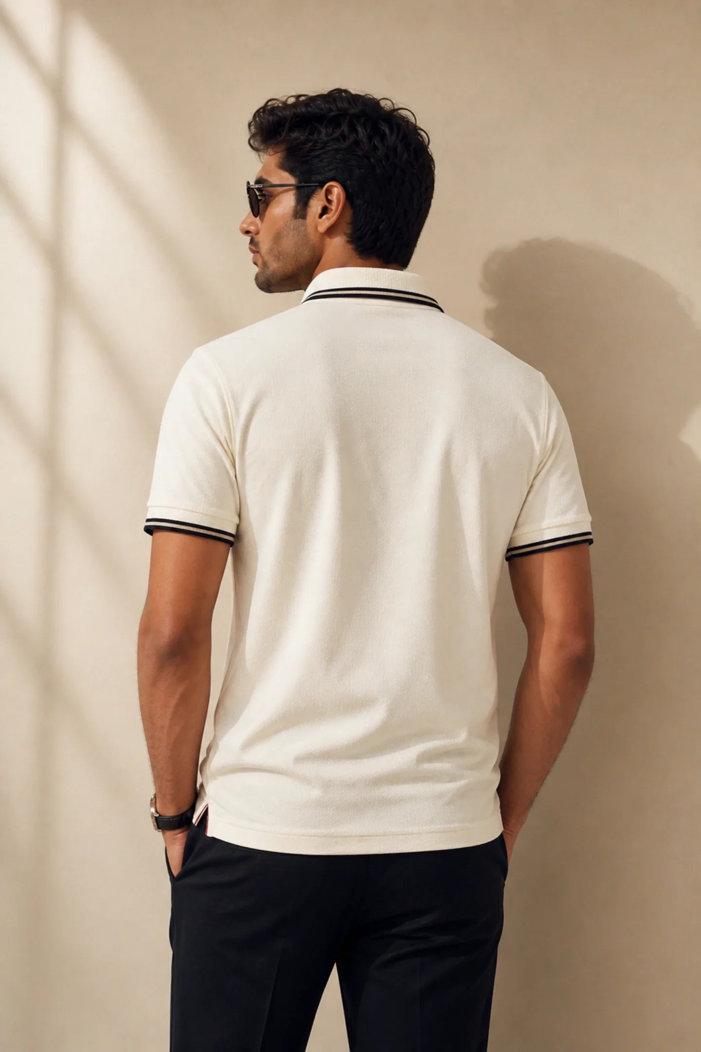 kapda kulture off white cotton polo t shirt for men back view