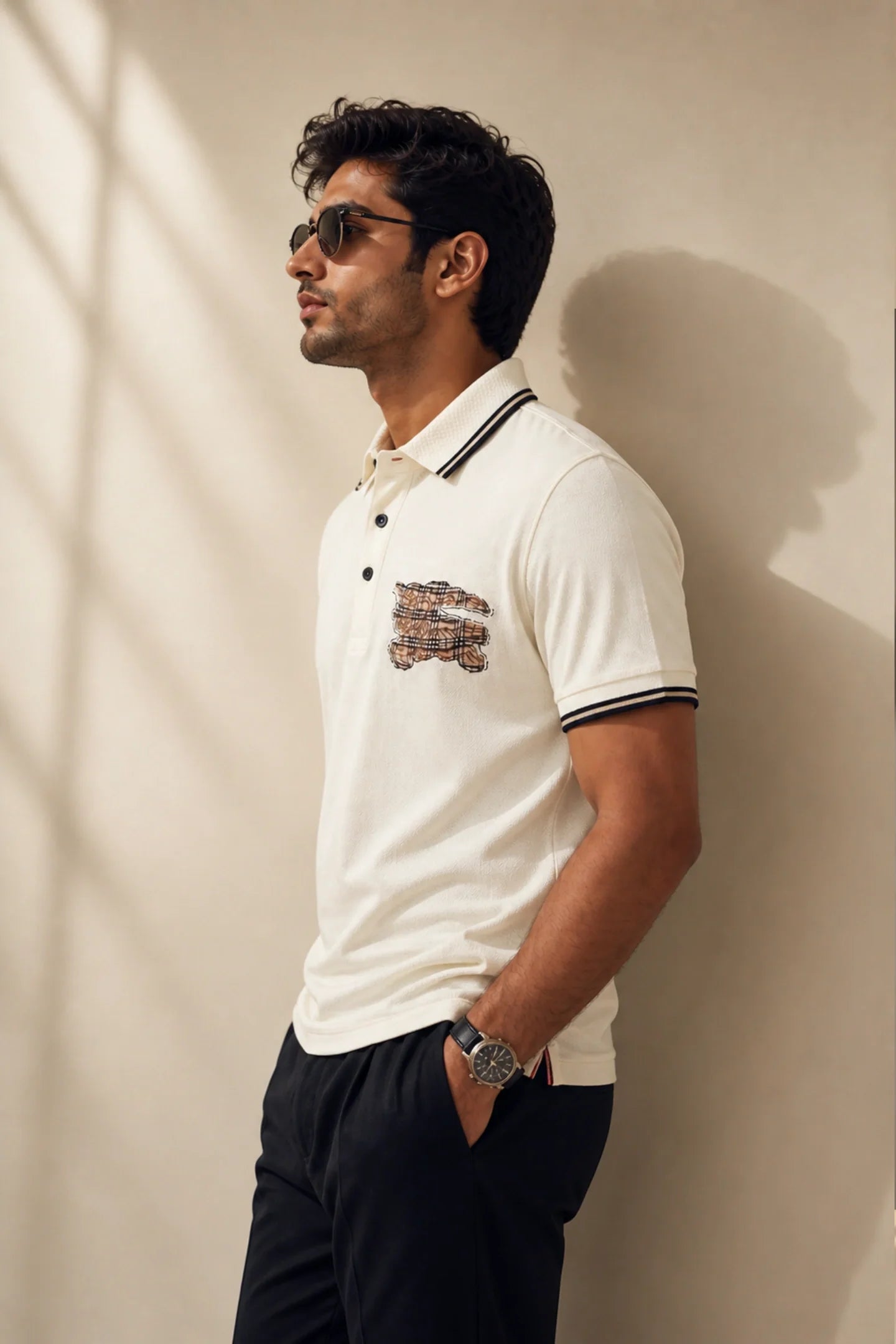kapda kulture off white cotton polo t shirt for men side view