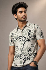 kapda kulture light sage cotton polo t shirt for men front pose view