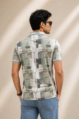 kapda kulture light sage cotton polo t shirt for men back view
