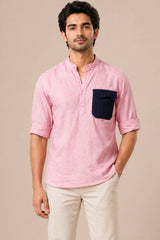 Blush Linen Cotton Pocket Kurta Shirt for Men | Premium Casual Kurta Shirt | Kapda Kulture