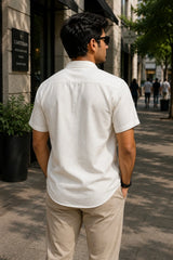 Classic White Plaid Linen Cotton Shirt for Men | Premium Casual Shirt | Kapda Kulture