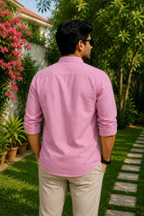 Classic Pink Plaid Linen Cotton Shirt for Men | Premium Casual Shirt | Kapda Kulture