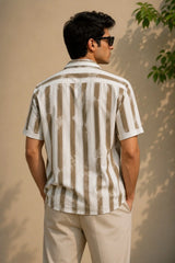 Classic Vintage Stripe Plaid Linen Cotton Shirt for Men | Premium Casual Shirt | Kapda Kulture