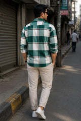 Classic Green Plaid Linen Cotton Shirt for Men | Premium Casual Shirt | Kapda Kulture