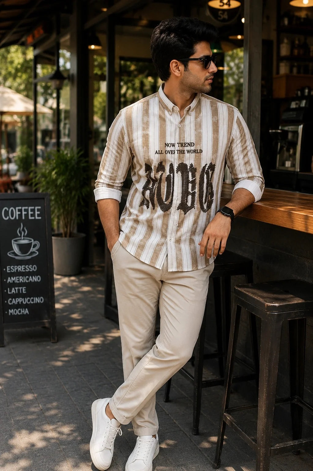 Urban Typography Stripe Linen Cotton Shirt for Men | Premium Casual Shirt | Kapda Kulture