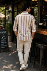Urban Typography Stripe Linen Cotton Shirt for Men | Premium Casual Shirt | Kapda Kulture