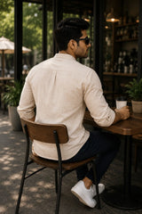 Soft Beige Linen Cotton Shirt for Men | Premium Casual Shirt | Kapda Kulture