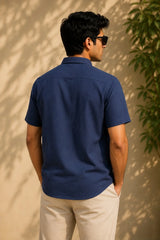 Classic Blue Plaid Linen Cotton Shirt for Men | Premium Casual Shirt | Kapda Kulture