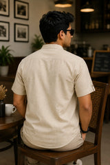 Classic beige Plaid Linen Cotton Shirt for Men | Premium Casual Shirt | Kapda Kulture