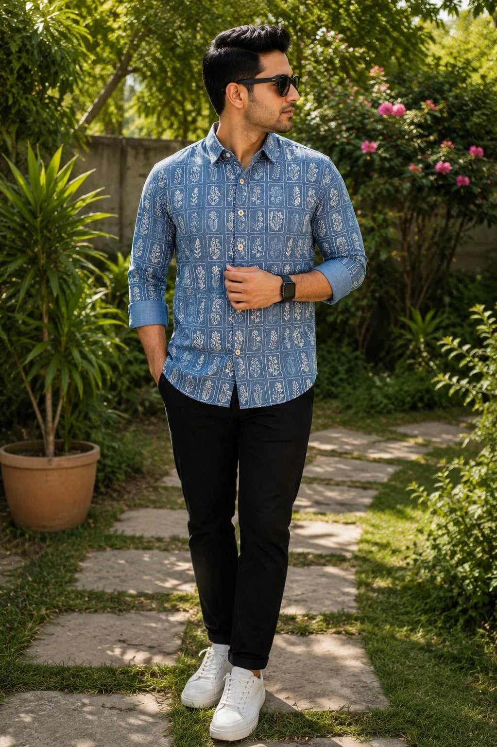 Indigo Linen Cotton Shirt for Men | Premium Casual Shirt | Kapda Kulture