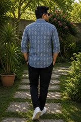 Indigo Linen Cotton Shirt for Men | Premium Casual Shirt | Kapda Kulture