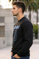 black oversized sweatshirt for men hardest 78 typography design side view