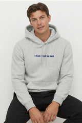 Kapda Kulture white hoodie for men India I Think I Think Too Much front portrait view