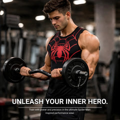 Black Spider Printed Gym Tank Top