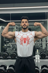 White Spider Printed Gym Tank Top