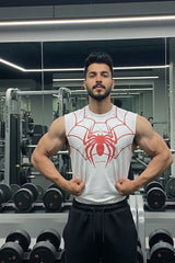 White Spider Printed Gym Tank Top