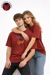 Maroon oversized t shirt  view plain minimal Kapda Kulture India couple wear