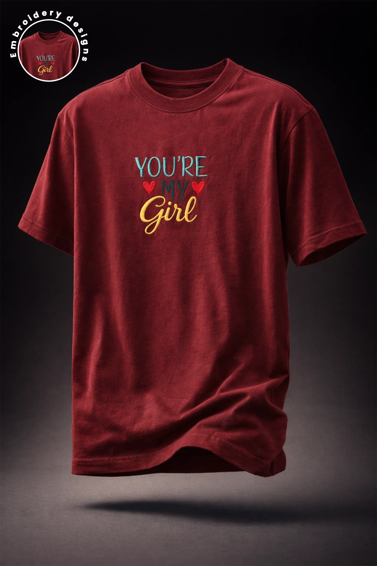 You are my person printed couple t shirt maroon oversized Kapda Kulture India front graphic close view
